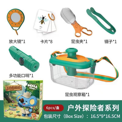 Children's outdoor adventure insect observation box parent-child interactive camping set play house toys holiday gifts wholesale